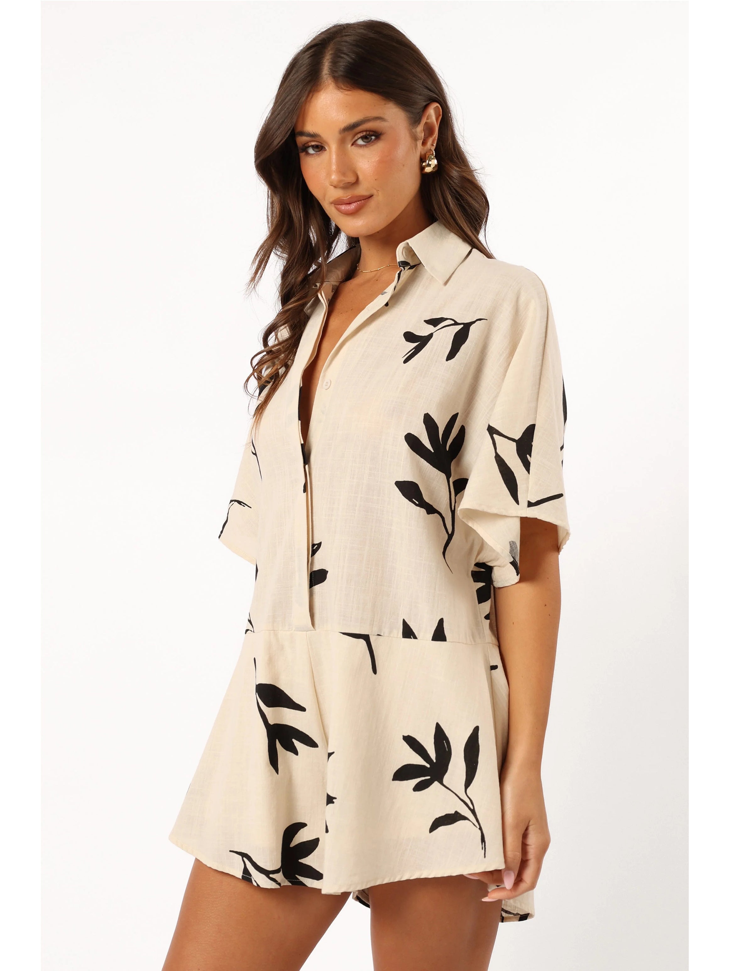 Floral Print Short Sleeve Romper