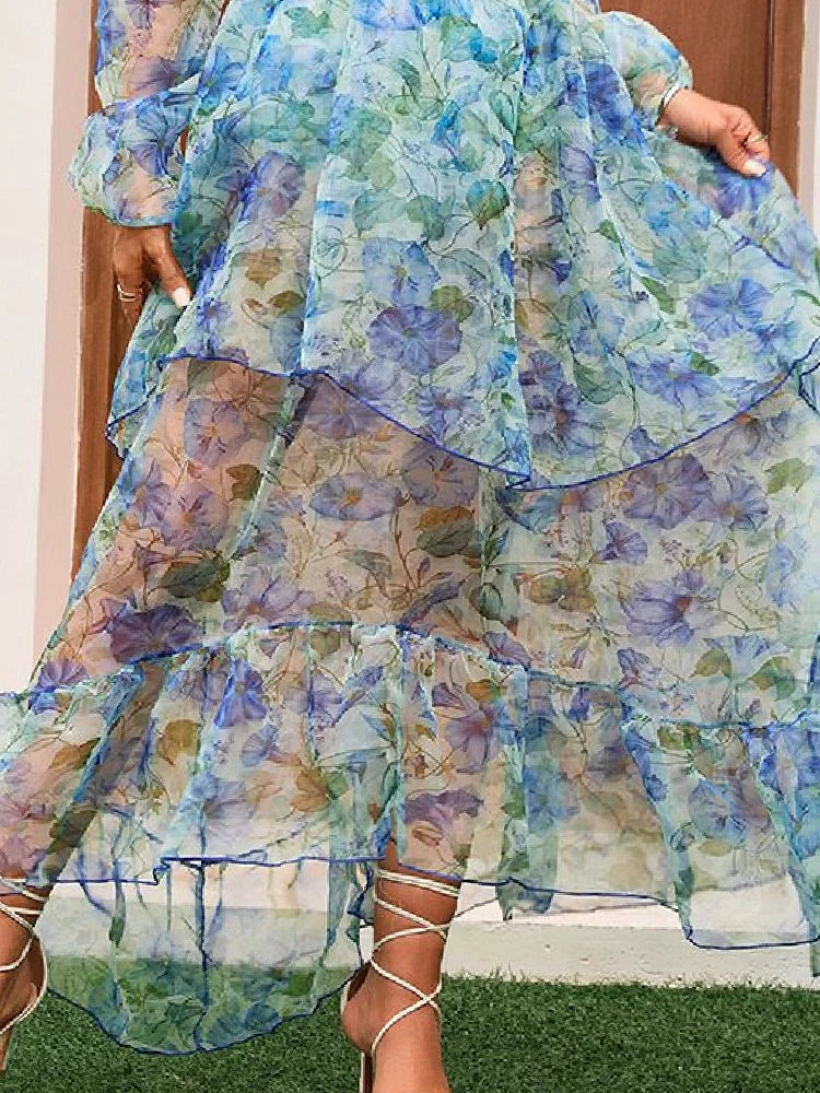 Floral Appliqué One Piece Swimsuit Set