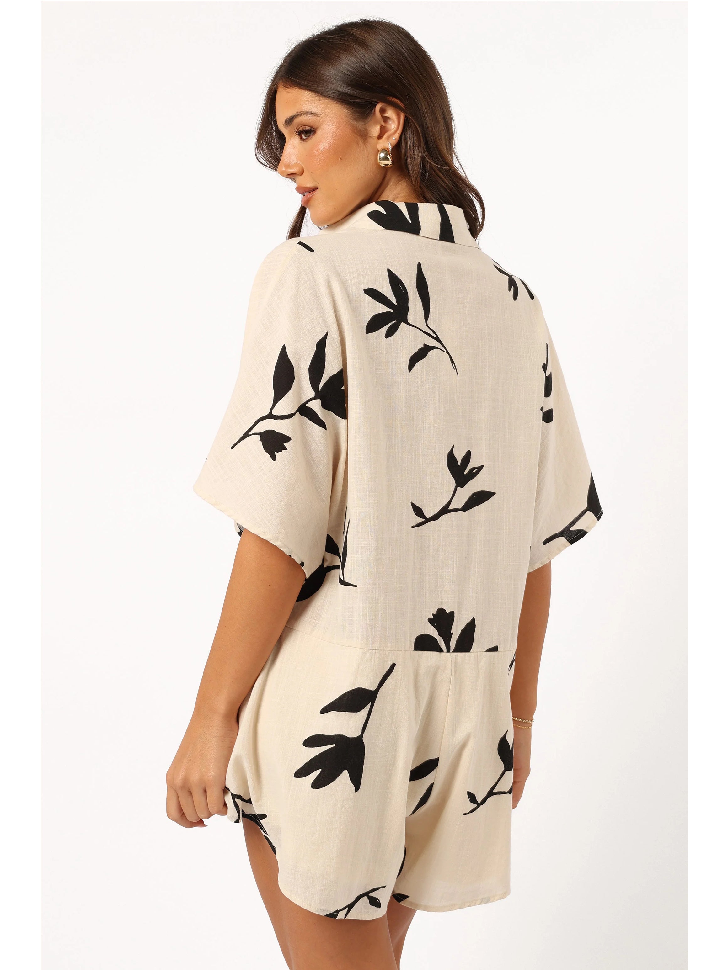 Floral Print Short Sleeve Romper