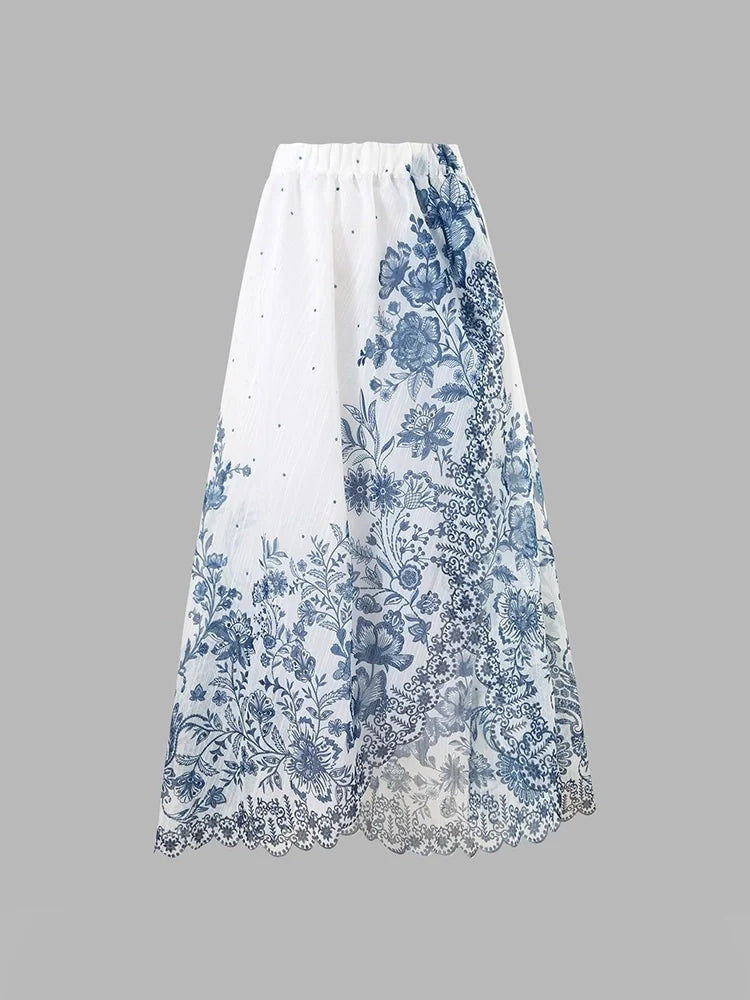 Floral Bow Tie One-Piece Swimsuit Set