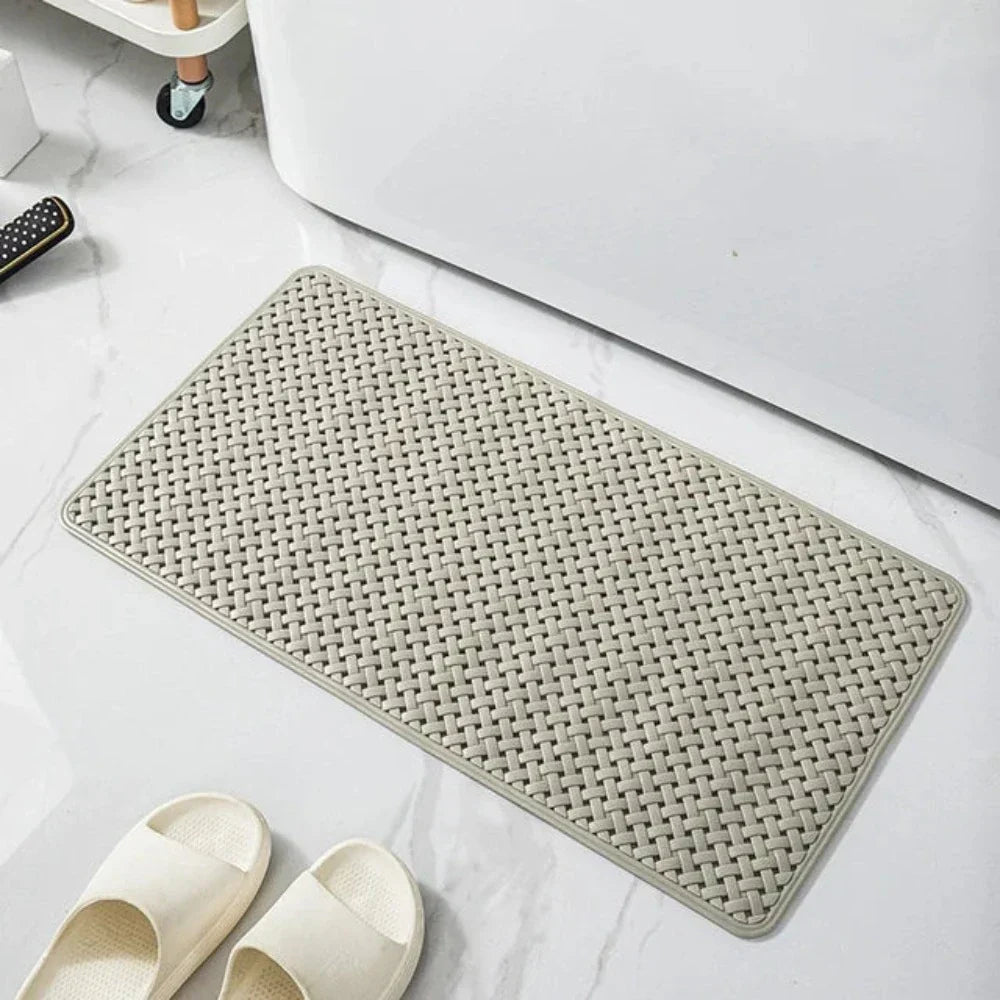 Non-slip grey bathtub mat with drainage holes – anti-skid shower floor mat for safe bathroom use