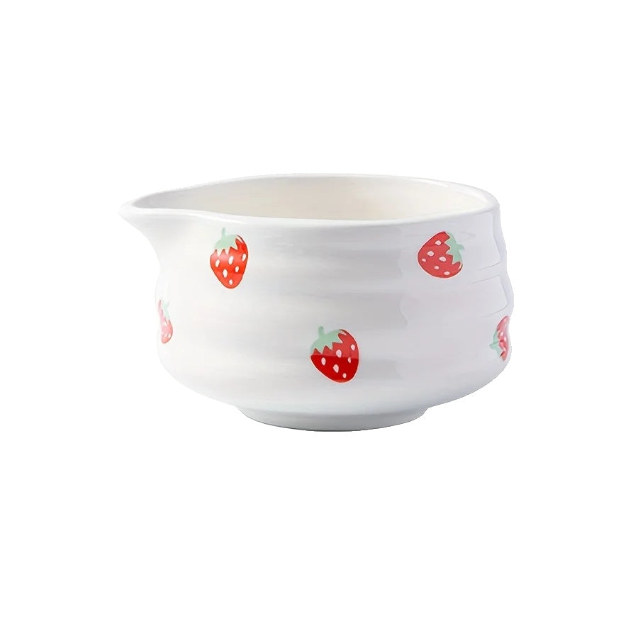 Japanese Strawberry Matcha Bowl Set with Whisk – Cute Ceramic Tea Bowl for Authentic Matcha Experience