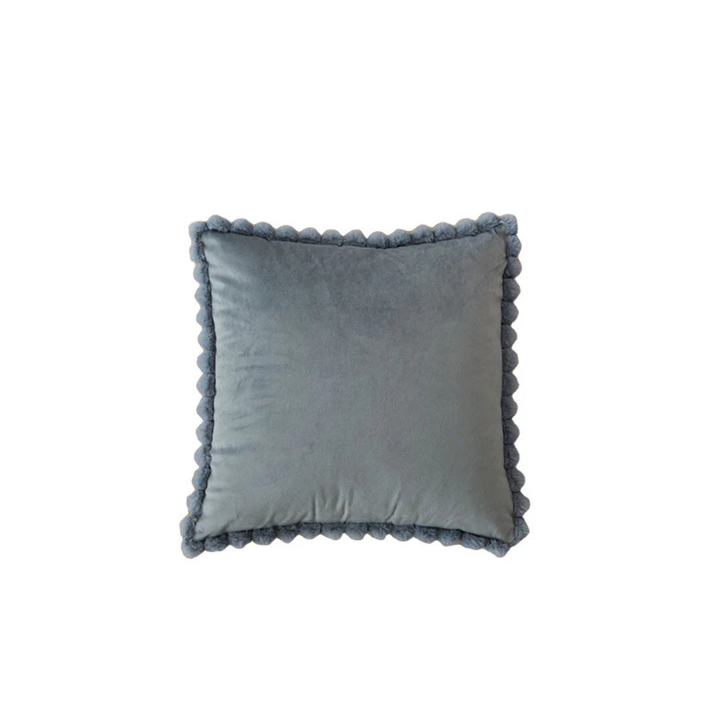 Velvet Pom-Pom Trim Cushion Cover