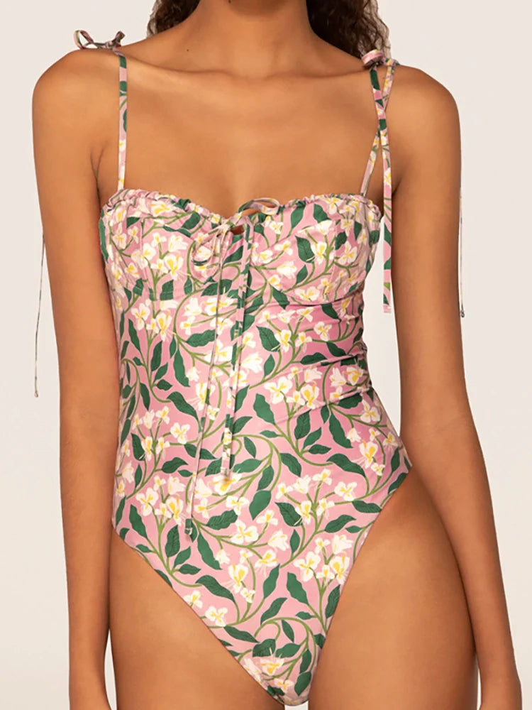 Ruffle High-Waist Floral Bikini Set