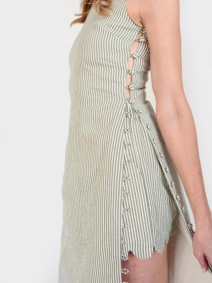 Seersucker Olive Midi Tunic Shorts Sets