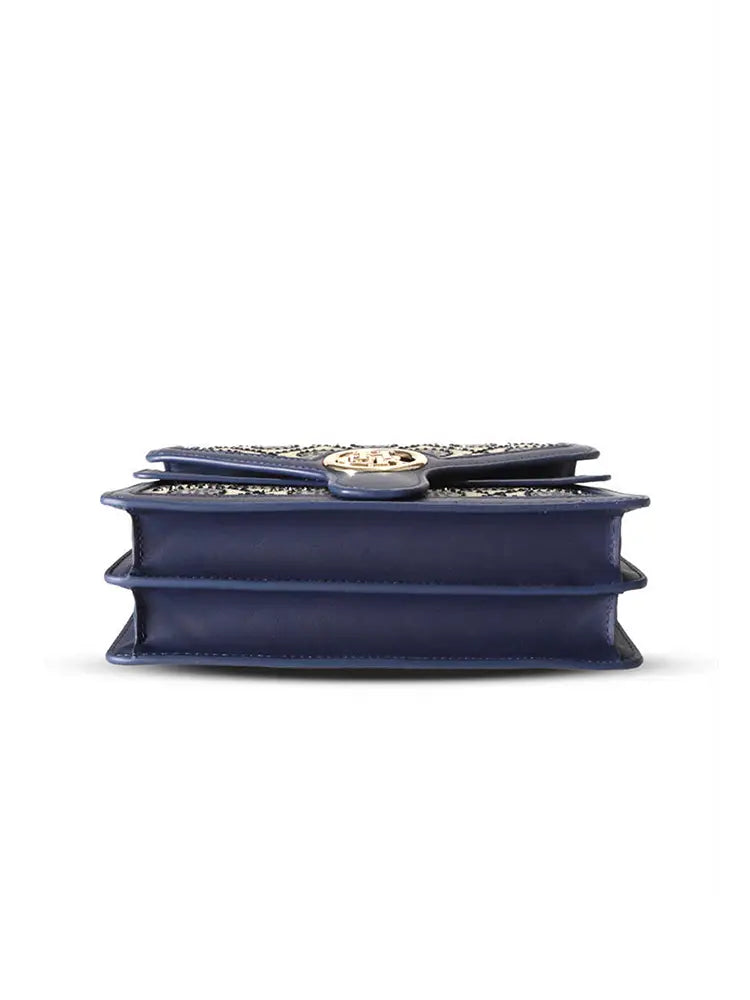 Jacquard Star Rhinestone Chain Crossbody Shoulder Bag