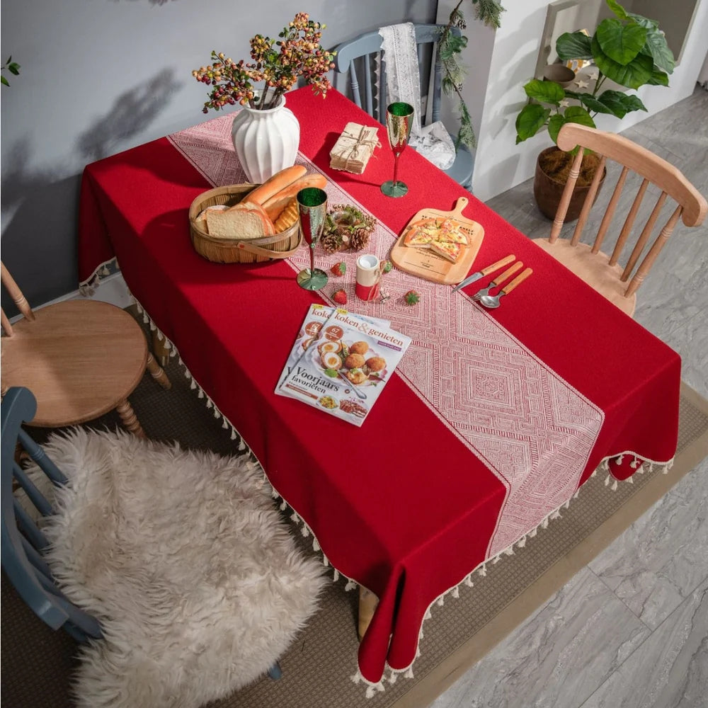 Glisstra Geometric Tassel Tablecloth