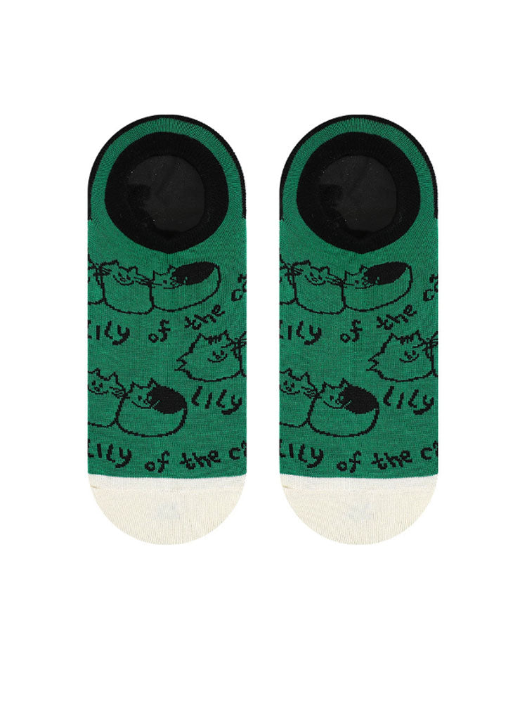 Cartoon Kitty Boat Socks