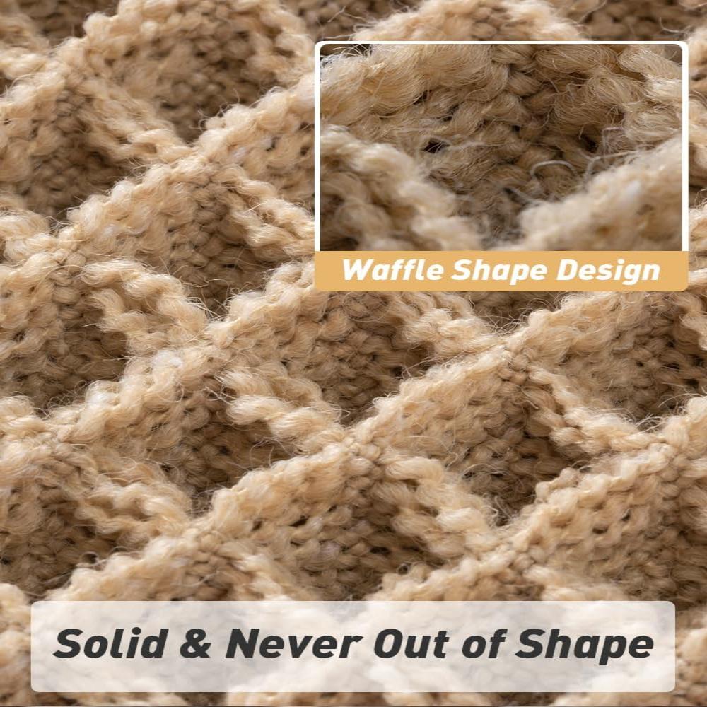 Anti-slip waffle bathroom rug in natural beige with textured weave, absorbent bath mat for shower and bathroom floor