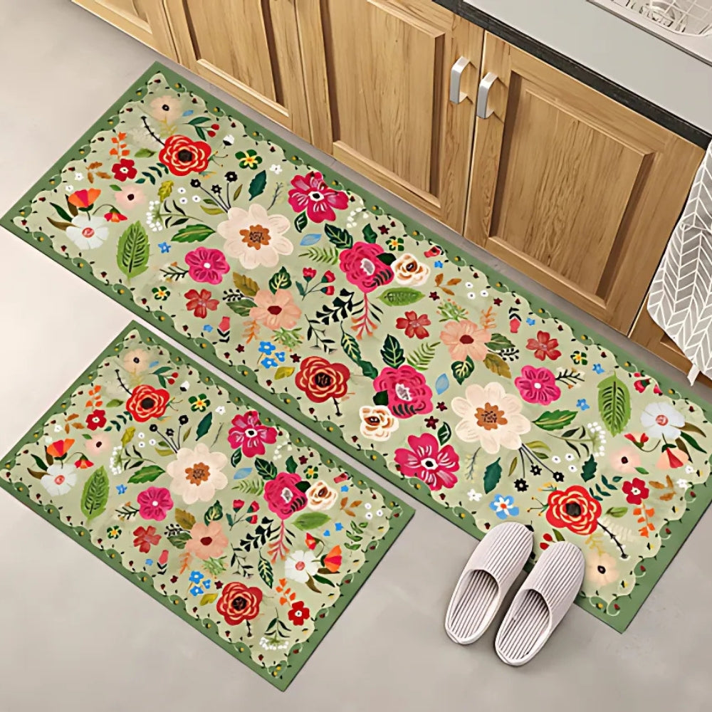 Meadow Boho Floral Kitchen Mat Set
