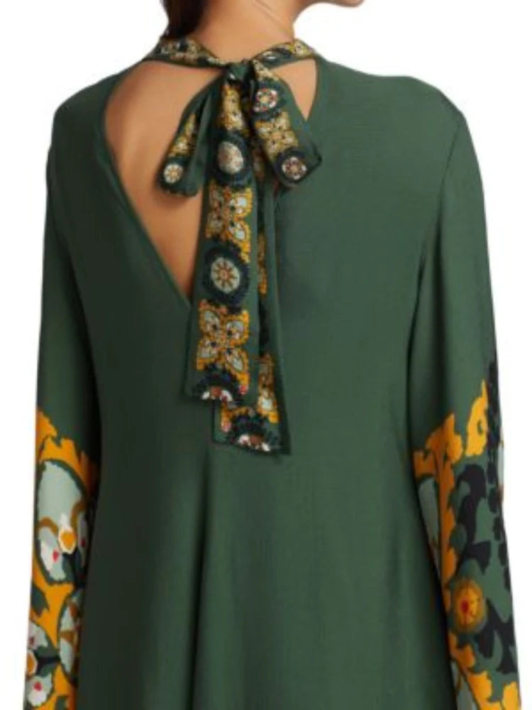 Dark Green Printed Maxi Dress