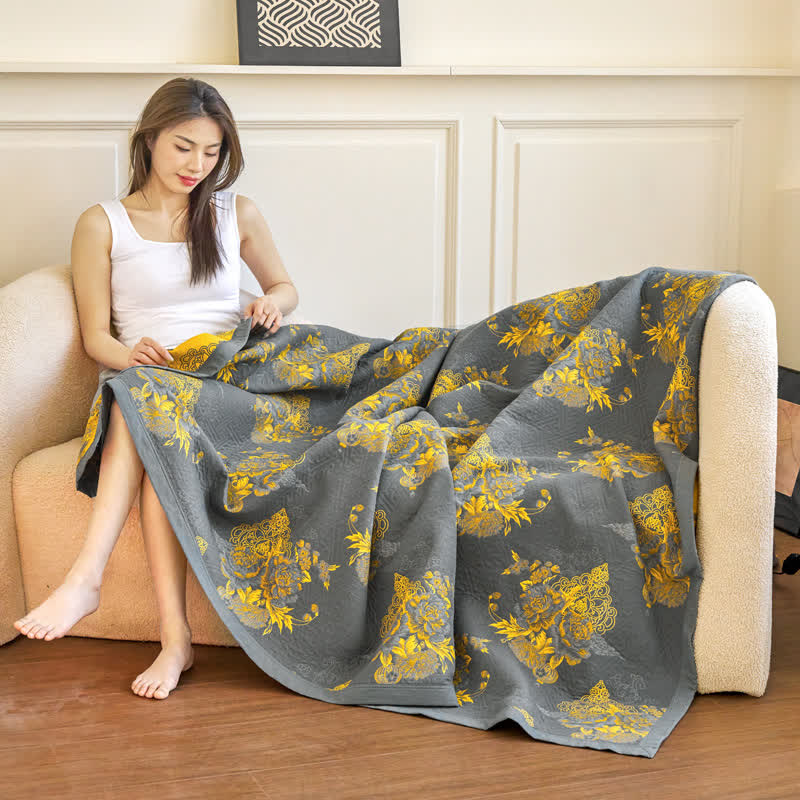 Floral Cotton Muslin Blanket