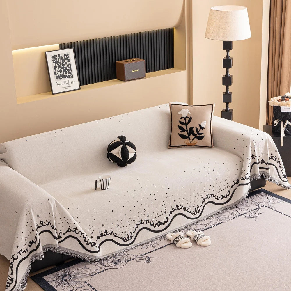 Cursive Glittering Chenille Sofa Cover