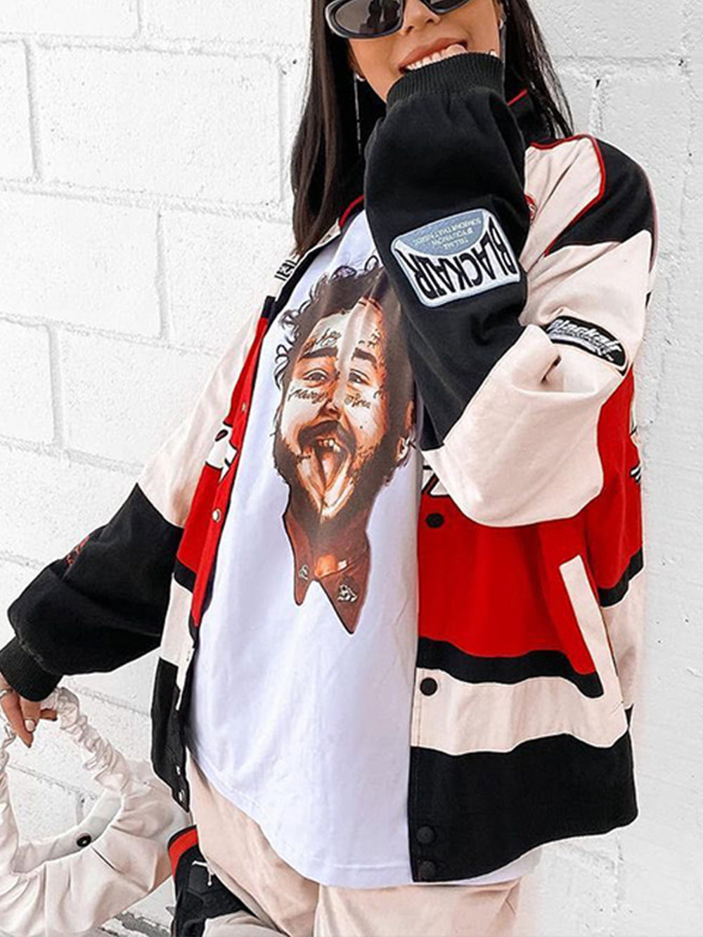 Casual long-sleeve windbreaker biker jacket