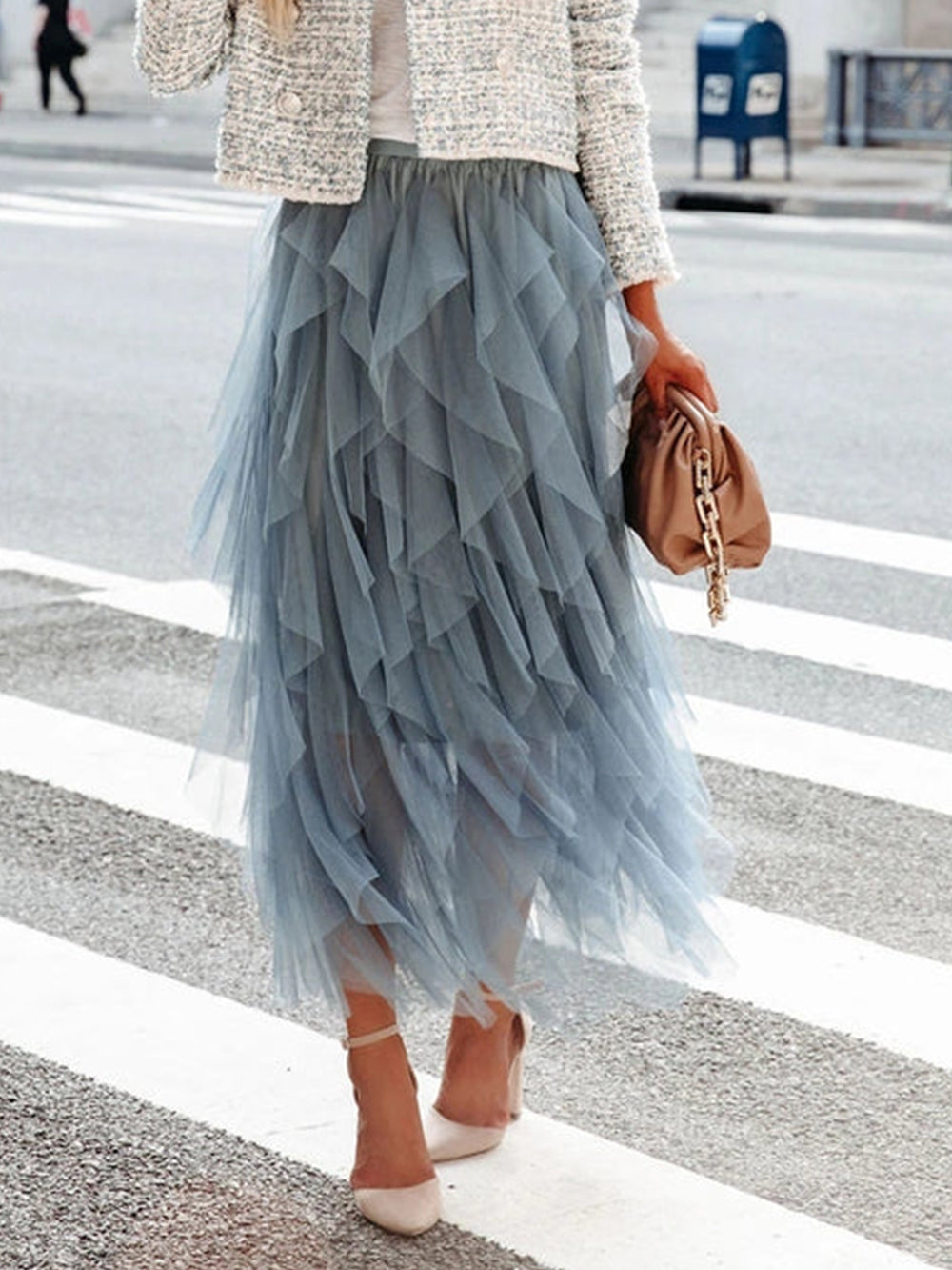 Mesh Tulle Midi Skirt
