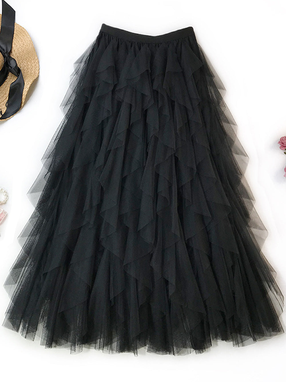 Mesh Tulle Midi Skirt