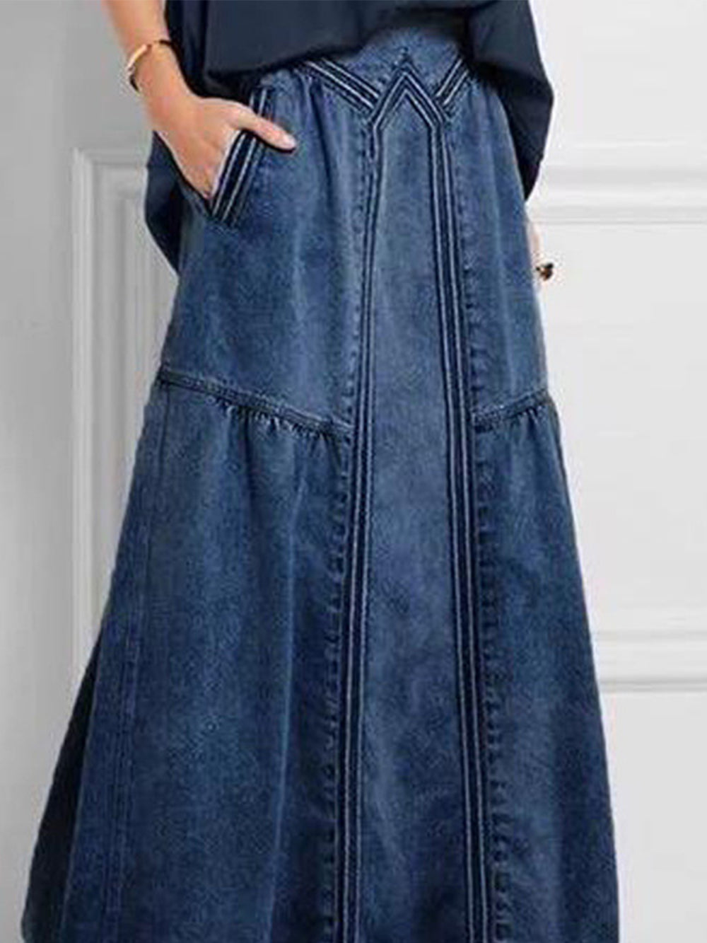 Simple Elastic Denim Skirt