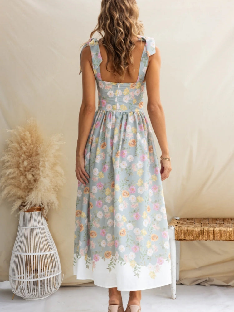Summer New French Floral Slip Midi Dress