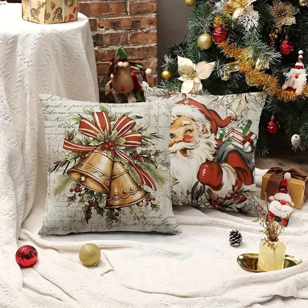 Santa's Charm Farmhouse Cushion Cover