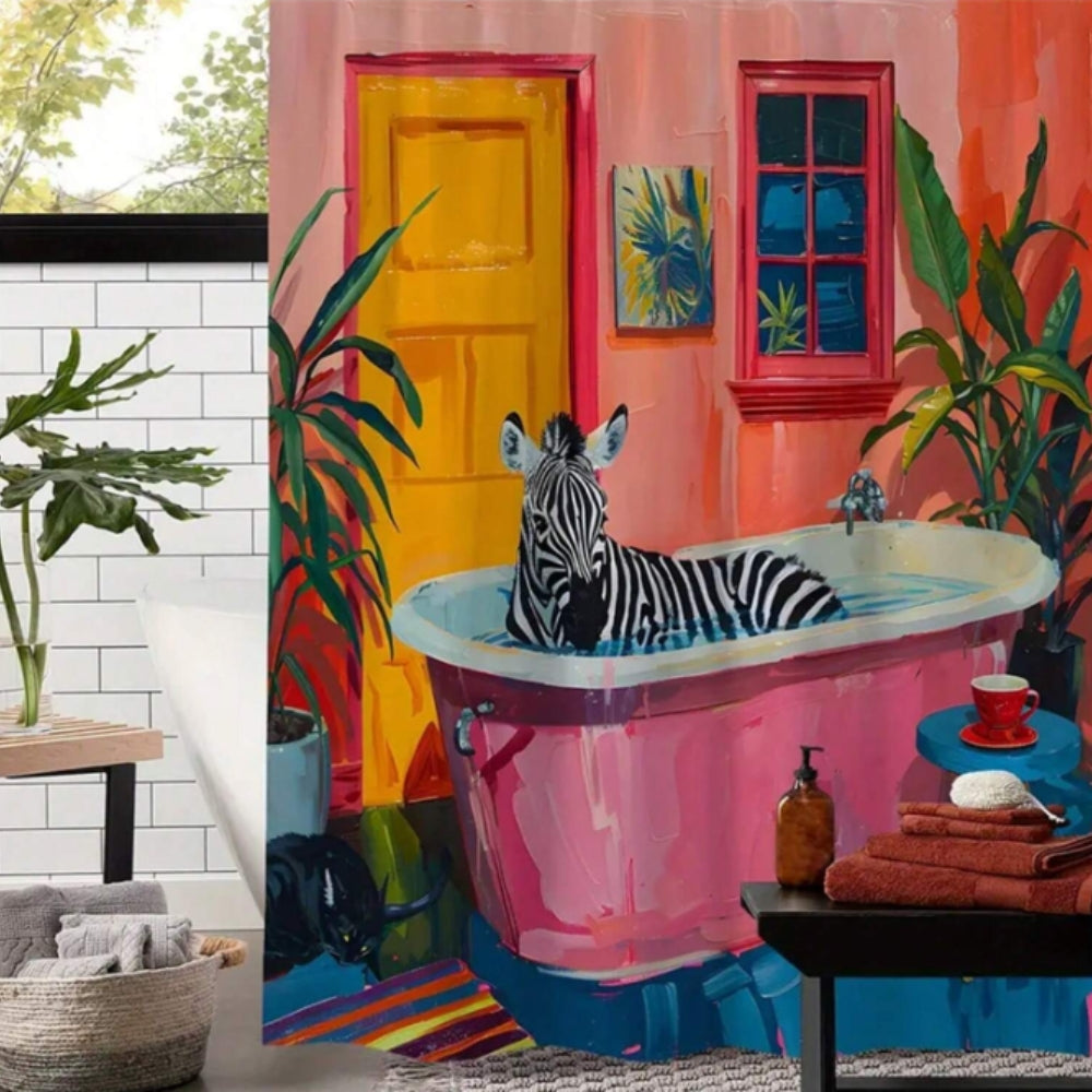 Playful Pink Zebra Curtain