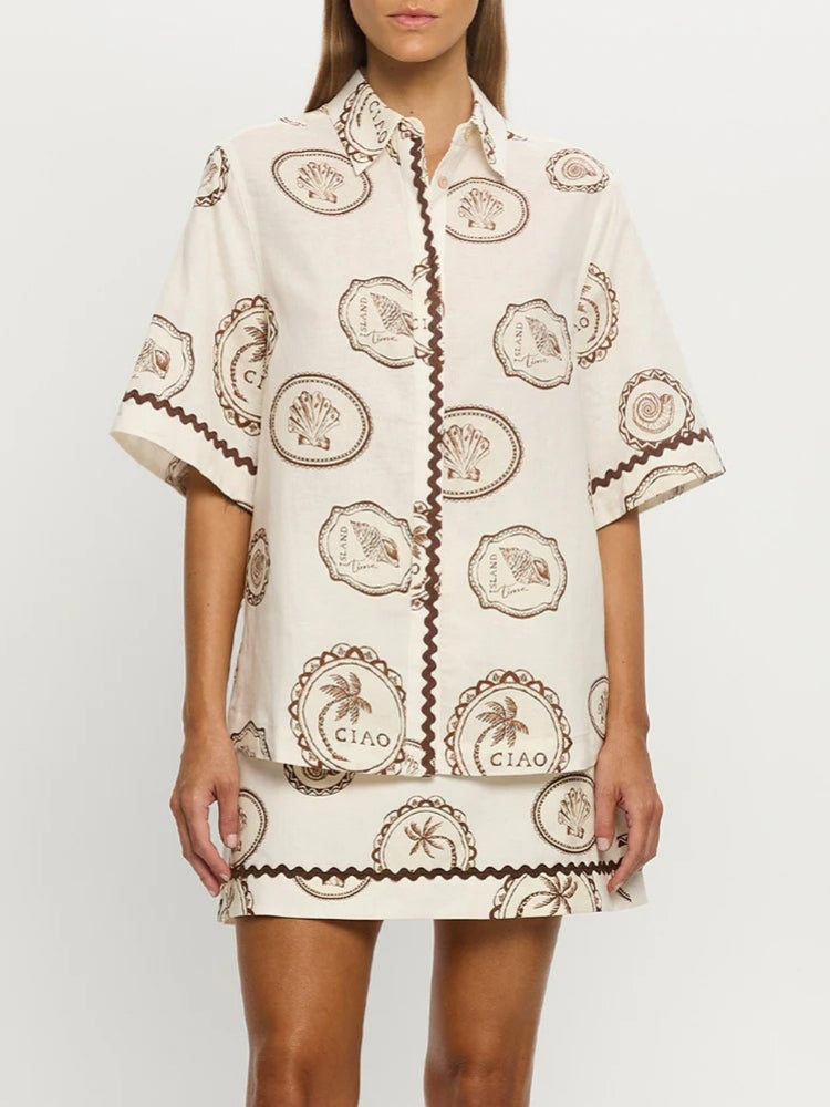 Refined Linen Shirt & Skirt