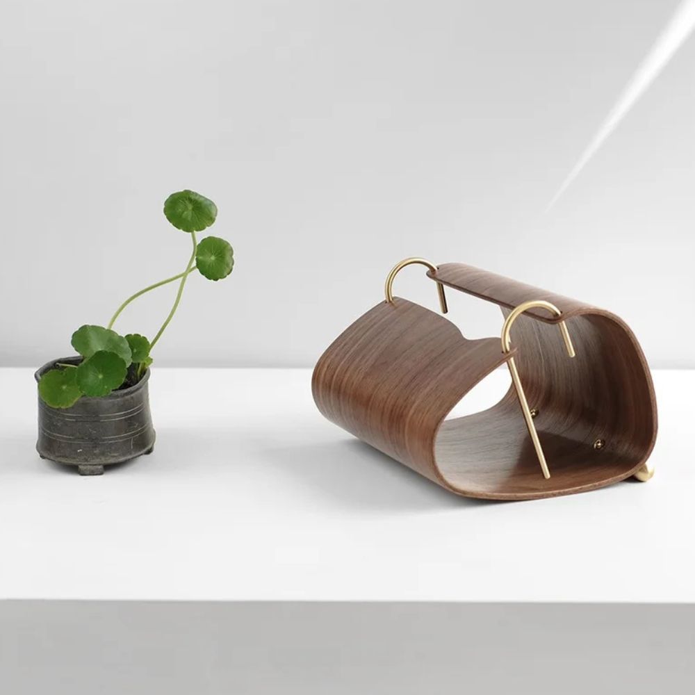 Wooden Brass Tissue Holder