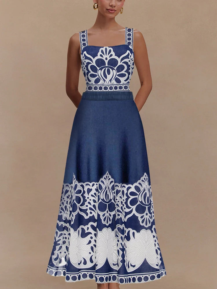 Ethnic Print Swimsuit Set