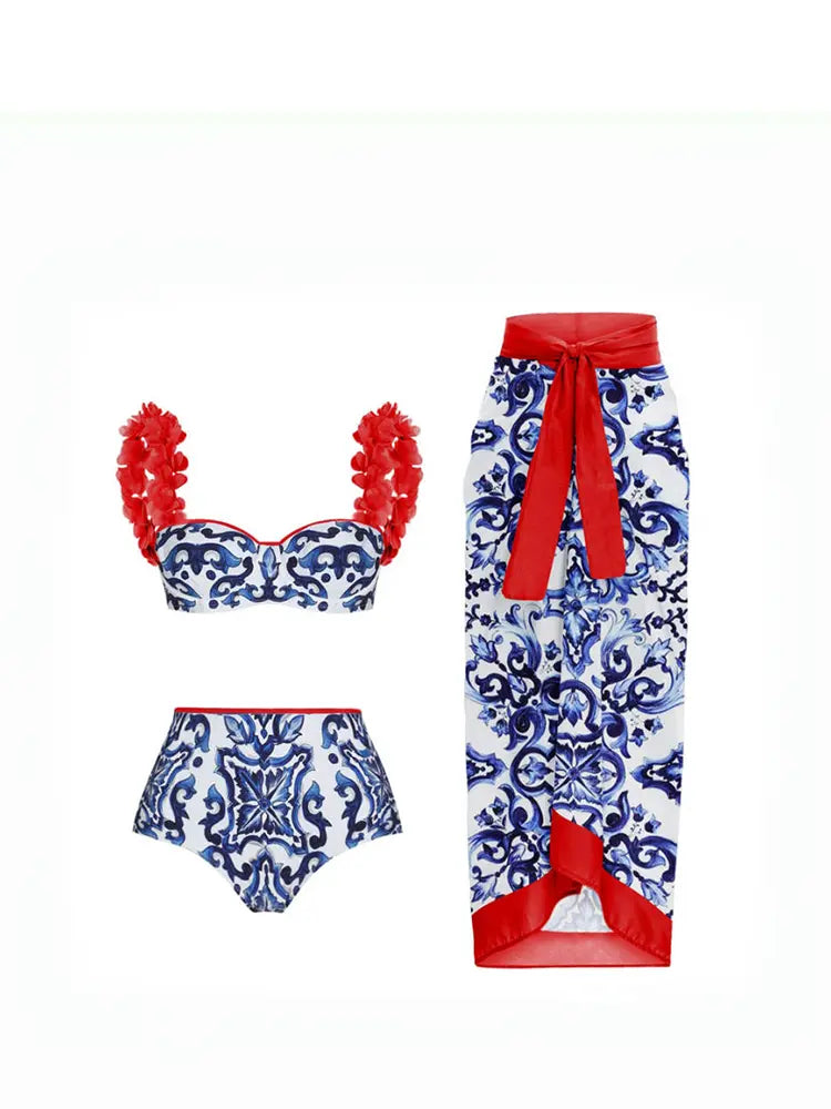 Reversible Contrast Bikini with Appliqué