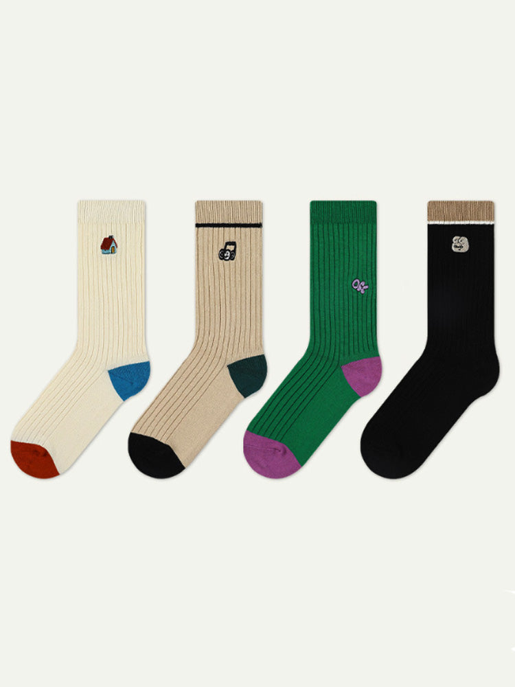Cute Embroidered Letter Socks