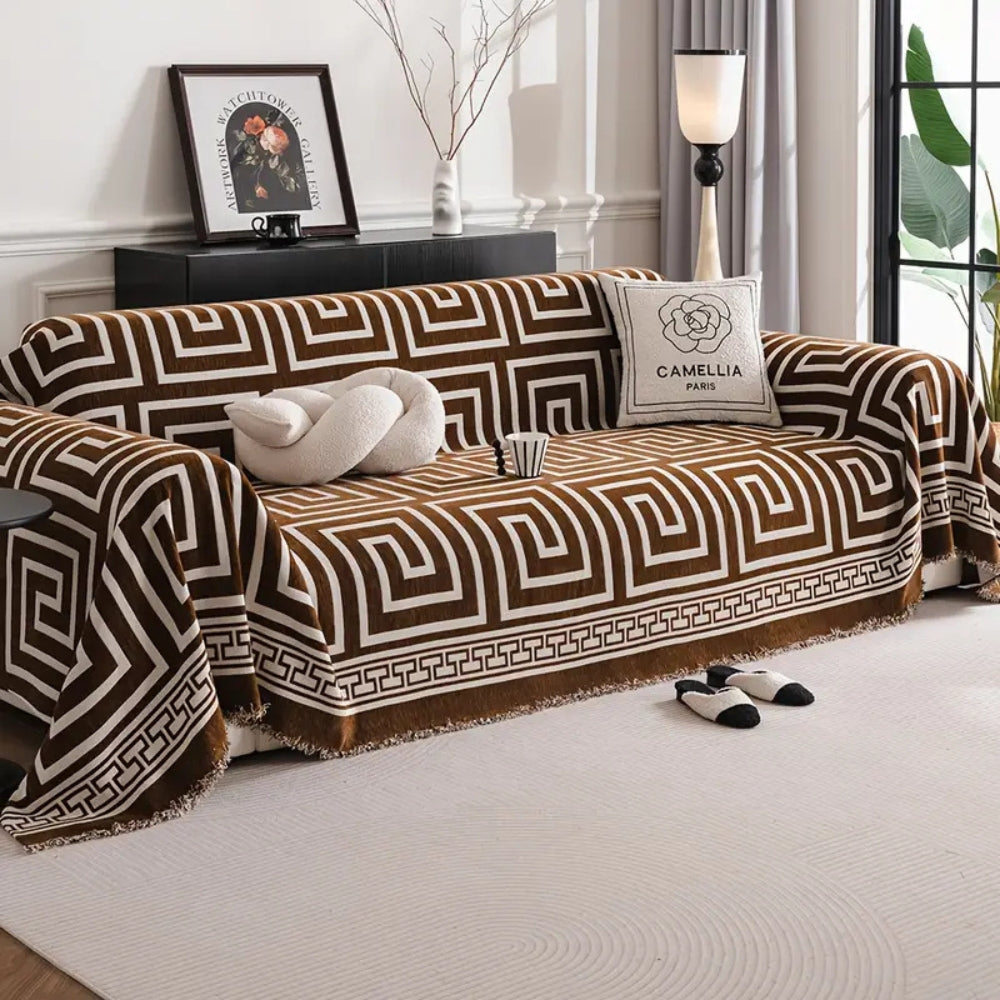 Meander Tassels Chenille Sofa Cover