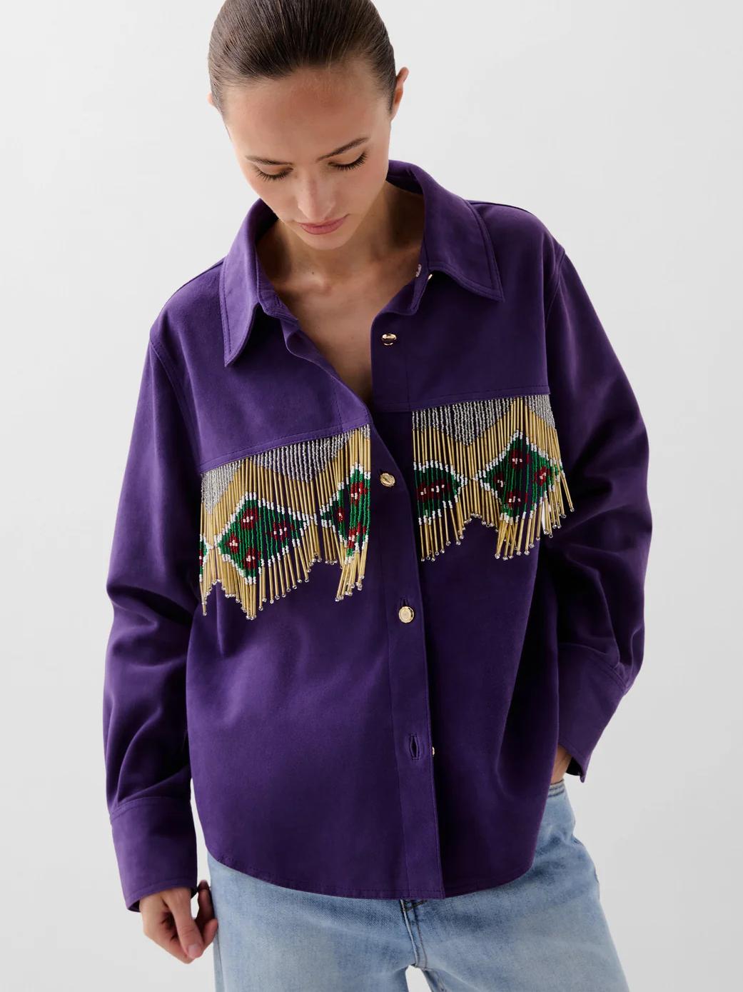 Beaded Fringed Suede Shirt