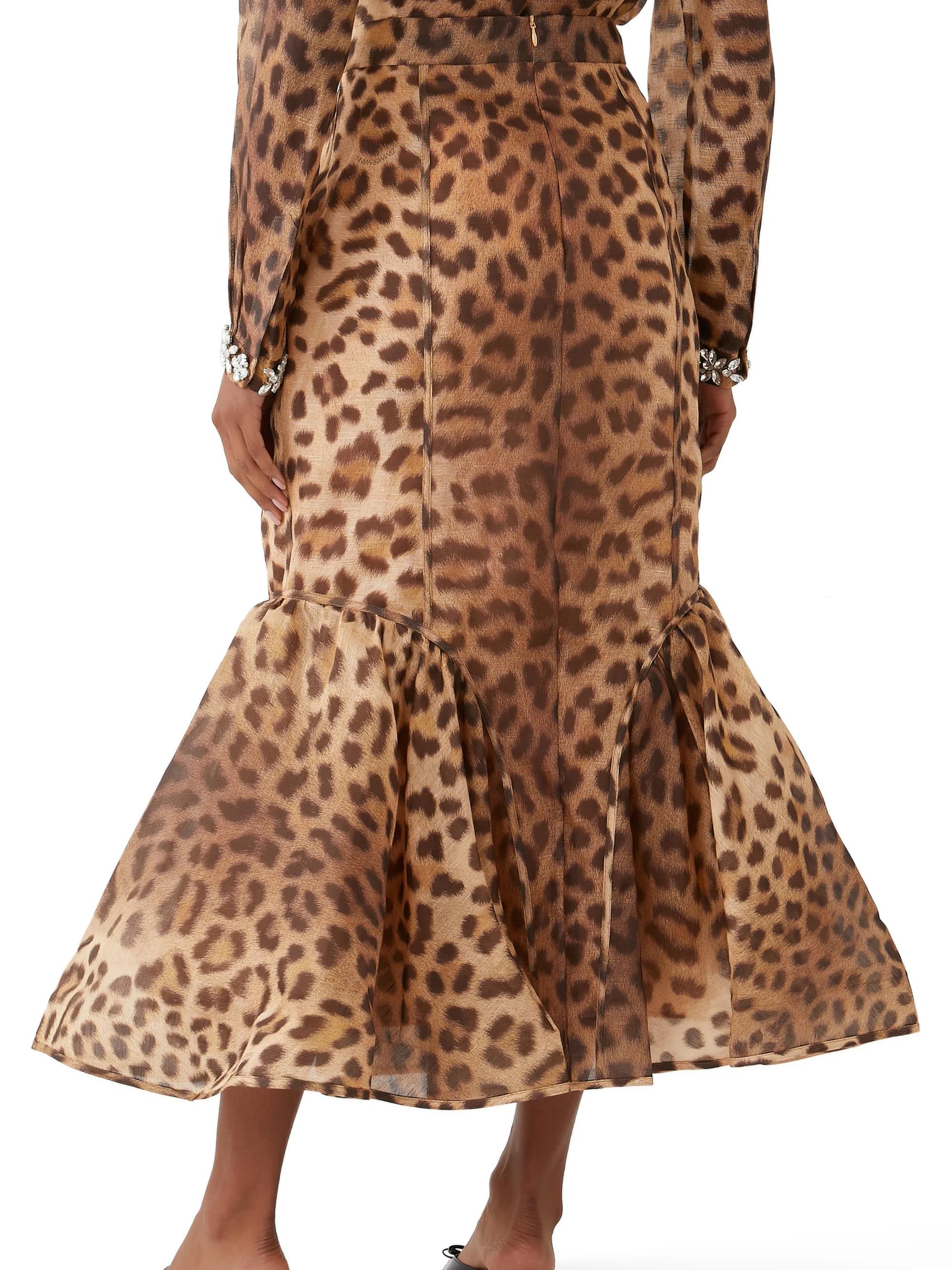 Leopard Panelled Pencil Skirt