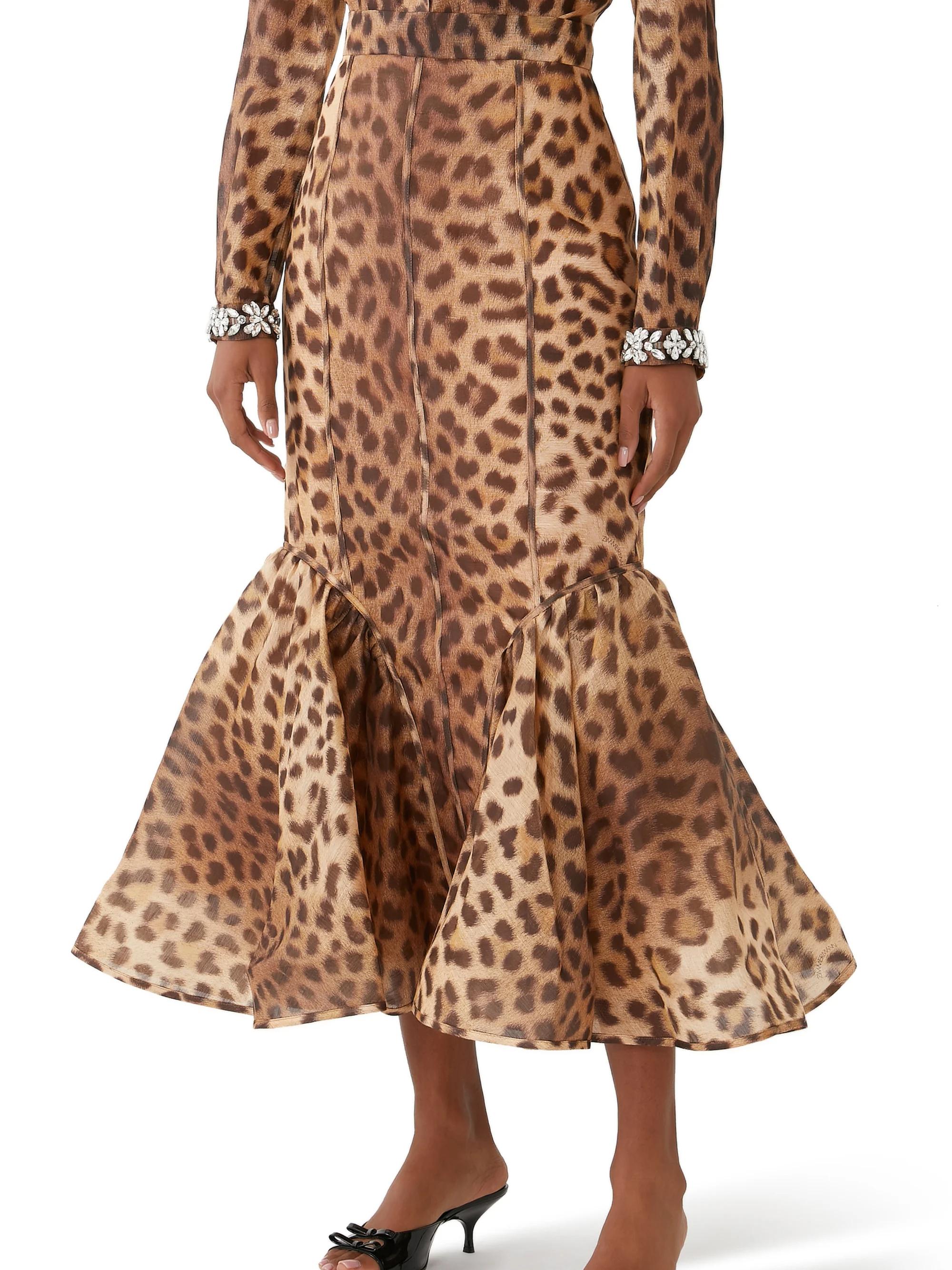 Leopard Panelled Pencil Skirt