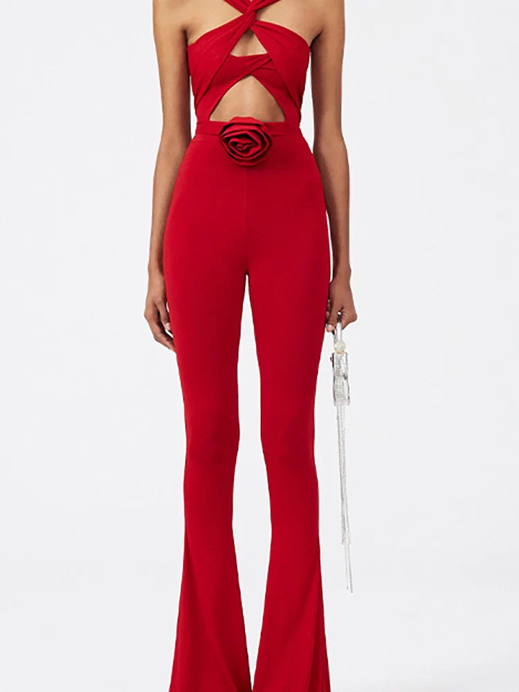 Floral Appliqué Cutout Swimsuit Set