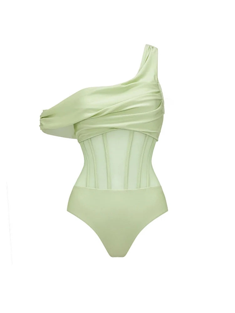 Apple Green Vintage Style Swimsuit Set