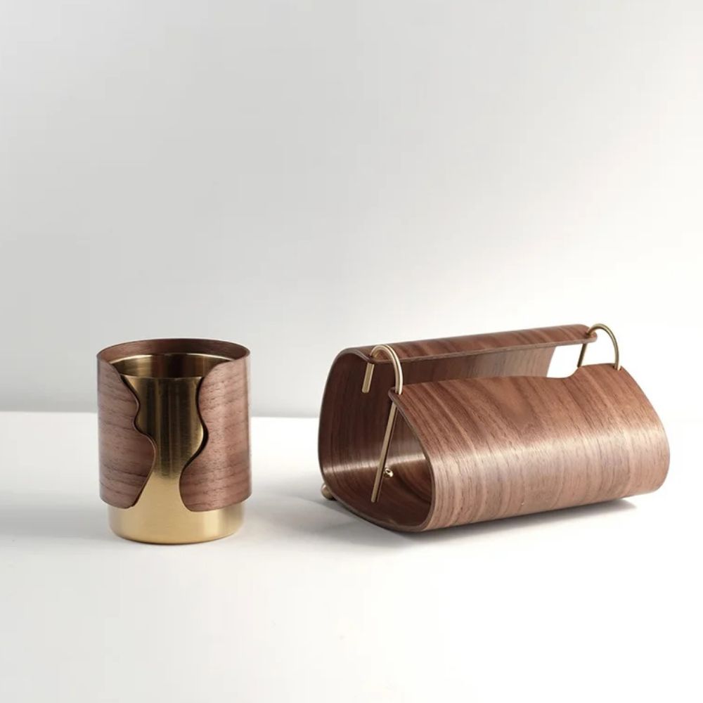 Wooden Brass Tissue Holder