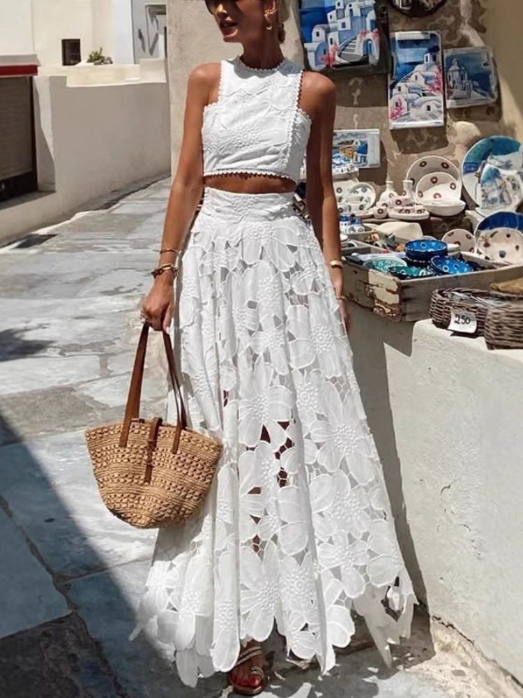 Hollow Out Tank & Skirt Set