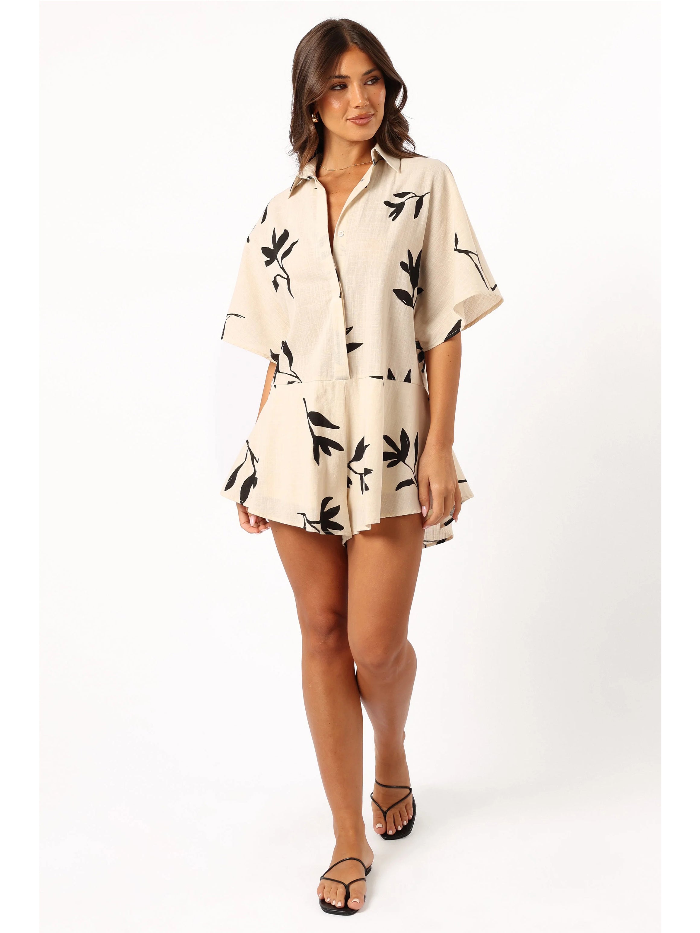 Floral Print Short Sleeve Romper