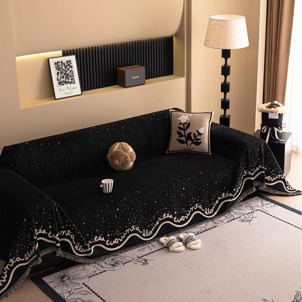 Cursive Glittering Chenille Sofa Cover