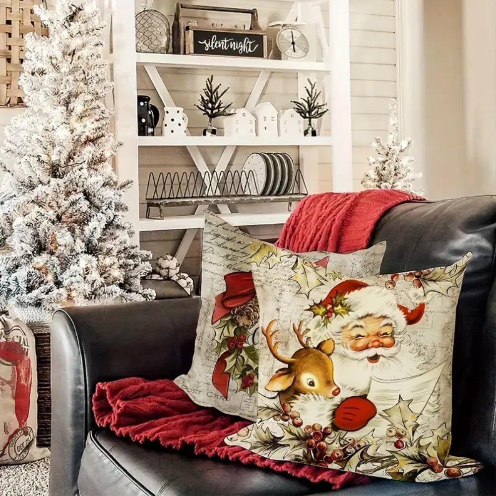 Santa's Charm Farmhouse Cushion Cover