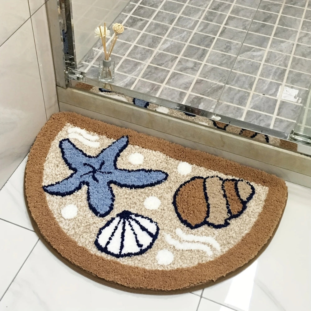 Fluffy Semicircle Non-Slip Bath Mat