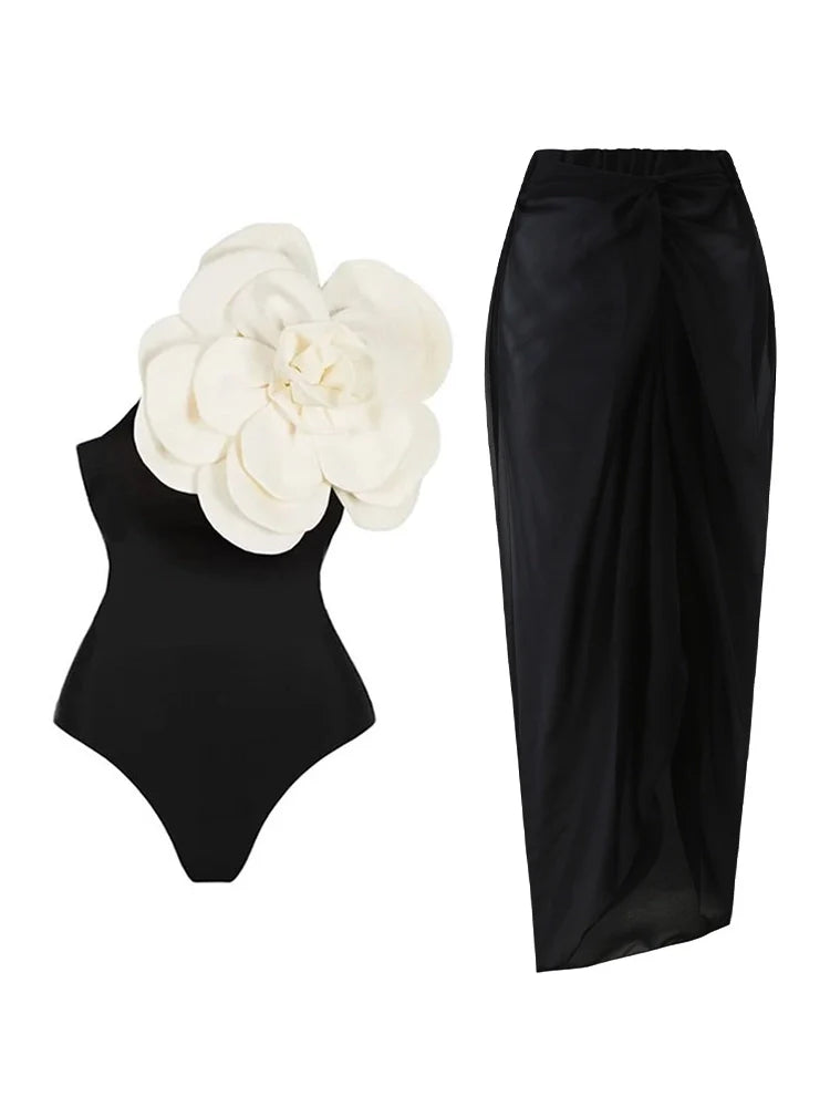 3D Floral One-Piece Swimsuit
