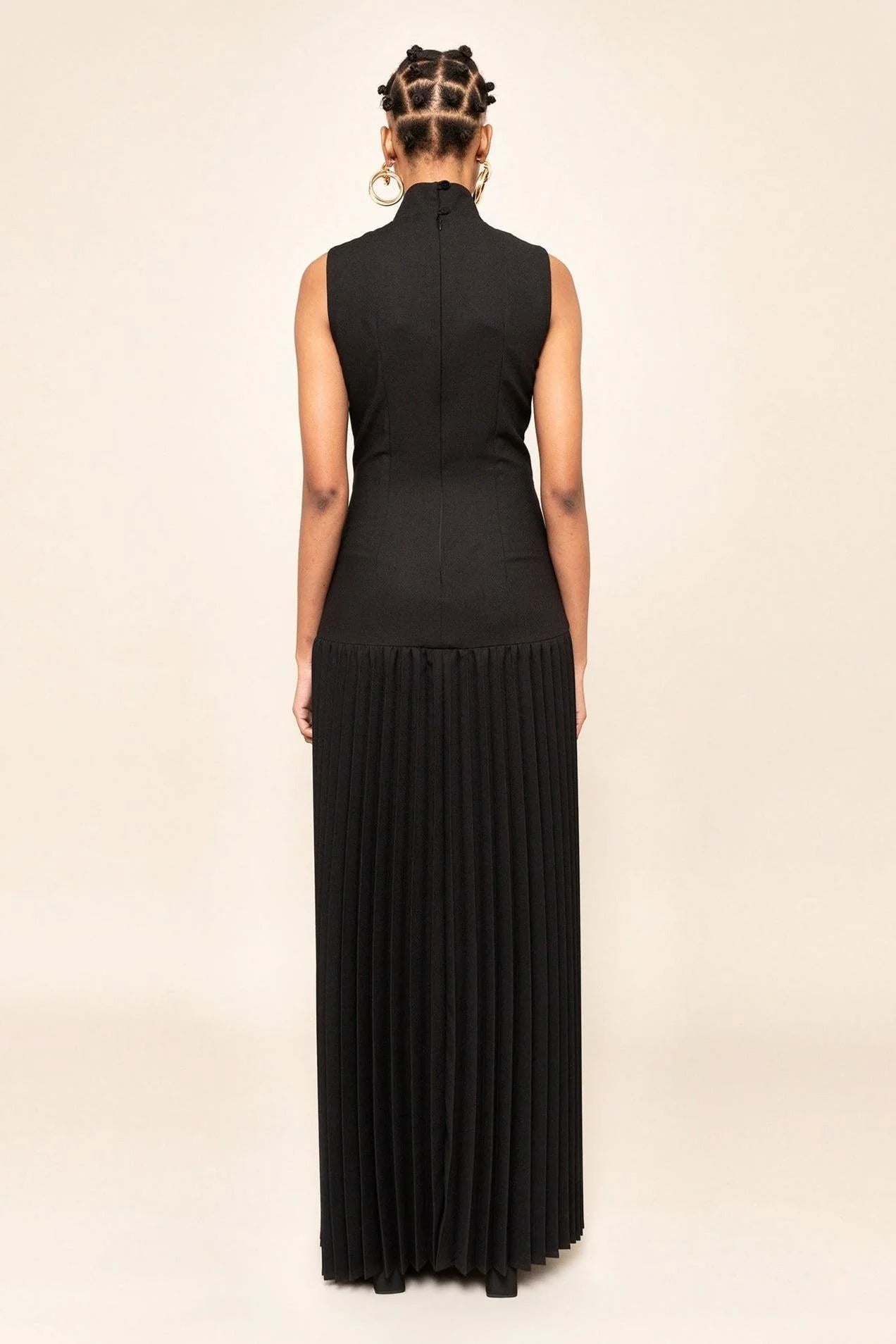 Pleated Cutout Maxi Dress