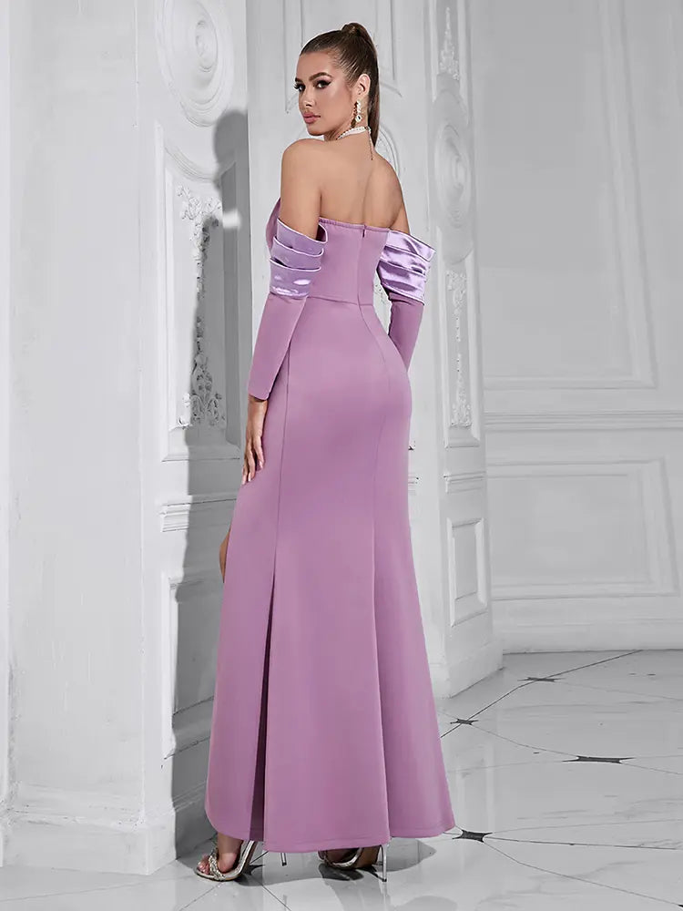 Pearl Halter Neck Long Sleeve Dress