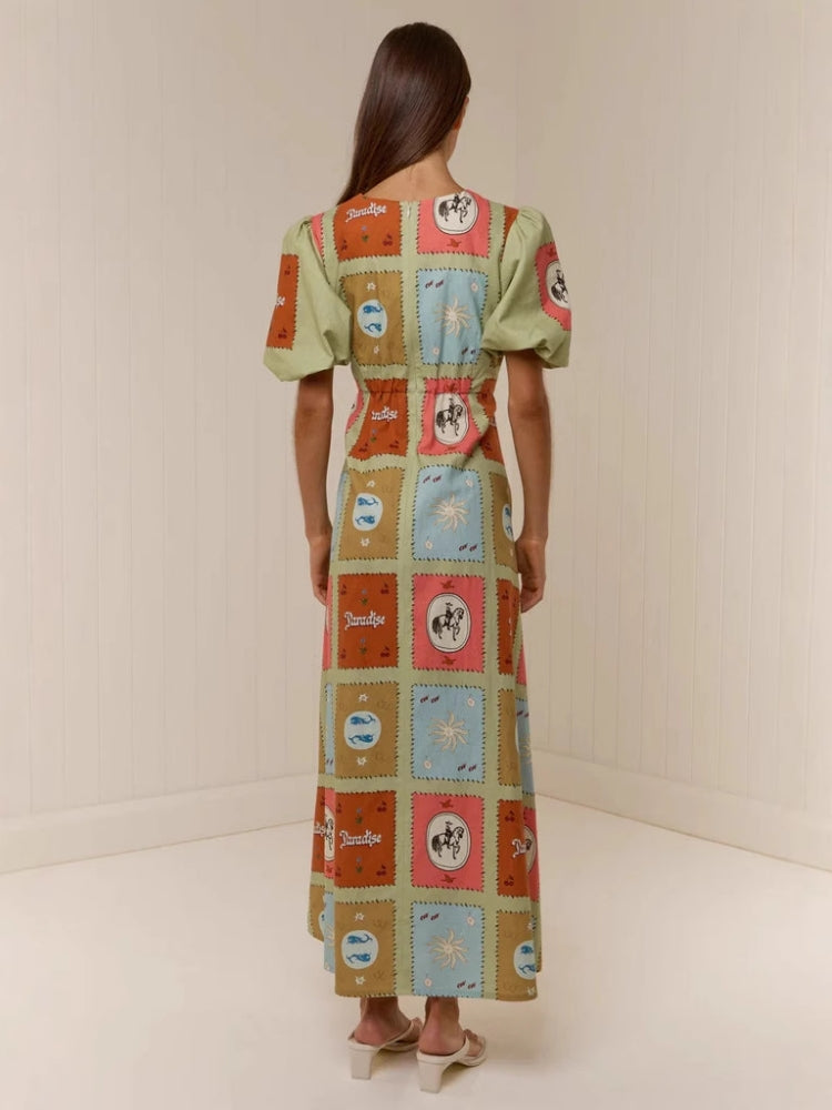 Linen Crewneck Waist Dress