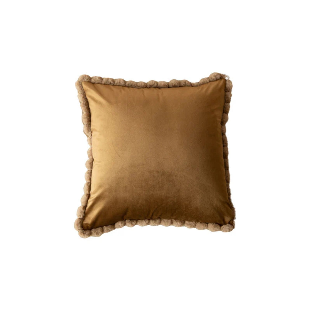 Velvet Pom-Pom Trim Cushion Cover