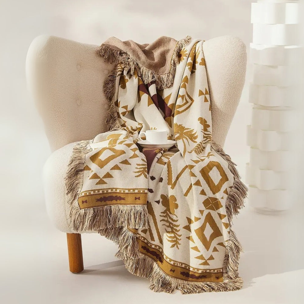 Azura Boho Geometric Knit Blanket