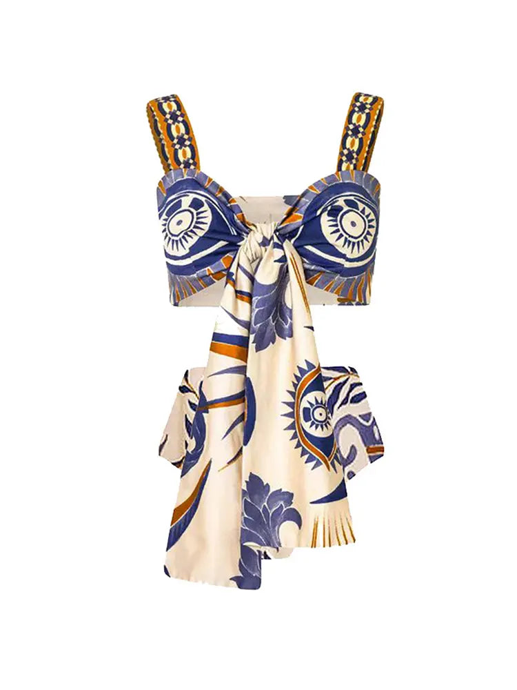 Boho Print Tie-Up Bikini Set