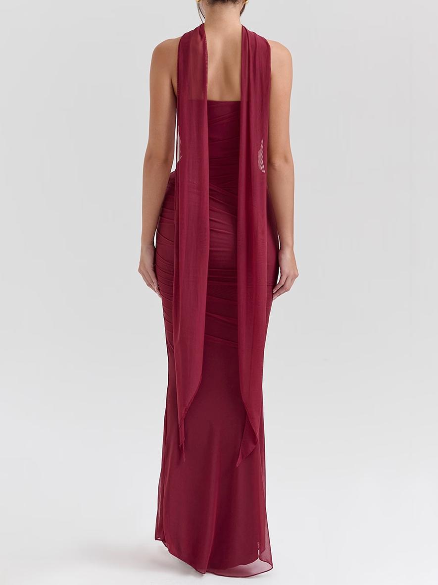 Purple Strapless Bodice and High Waist Skirt with Tie Set