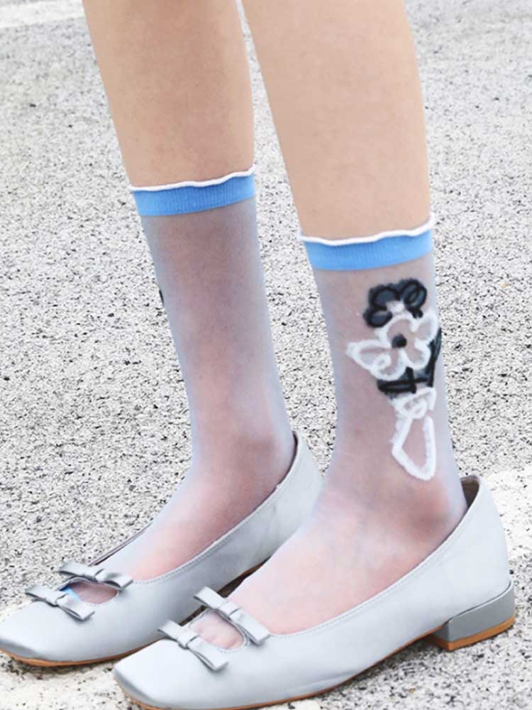 Adorable Printed Crystal Sheer Stockings